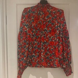 SHEIN Red Floral Blouse